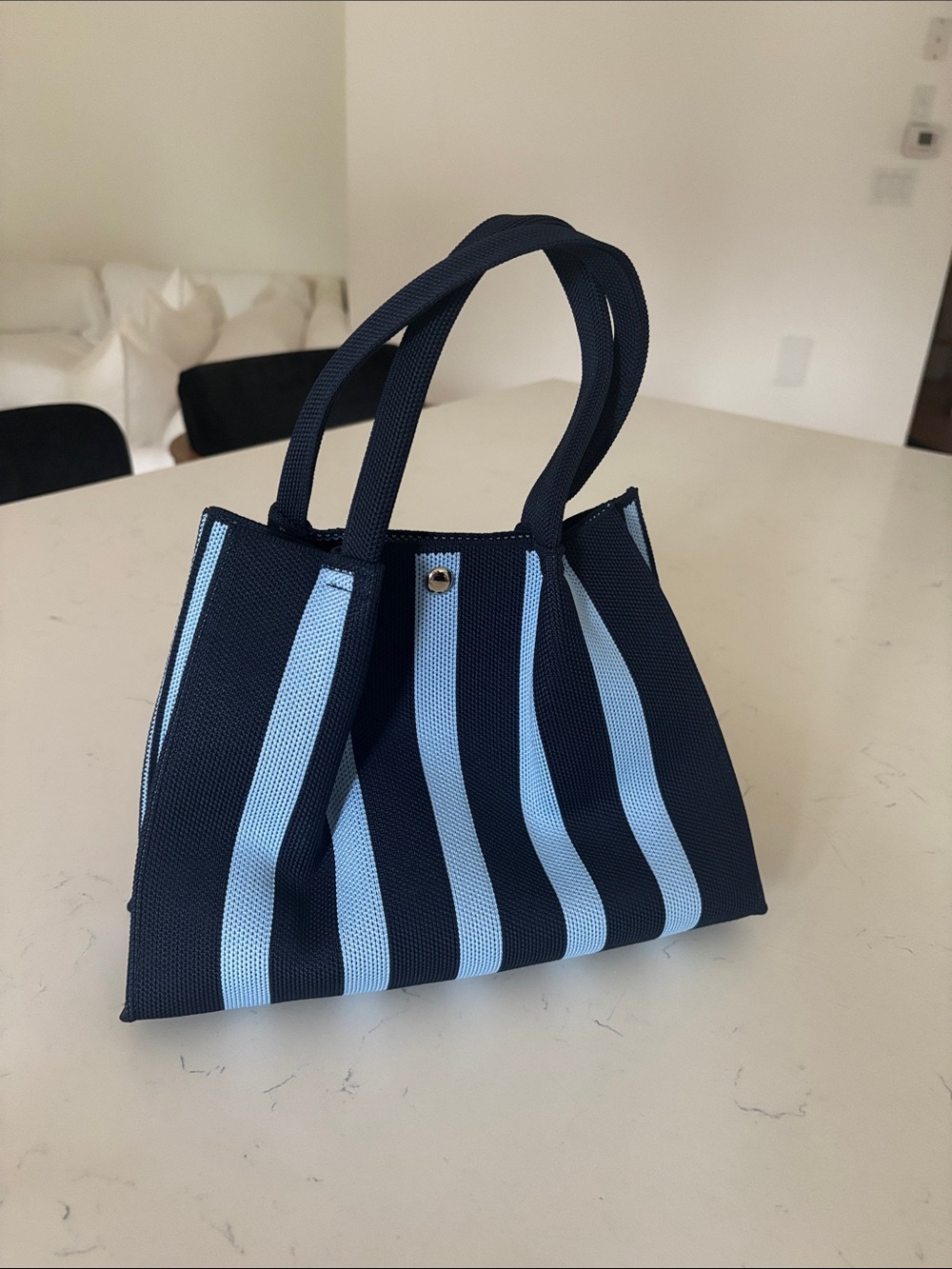 Navy and blue knit  mini tote